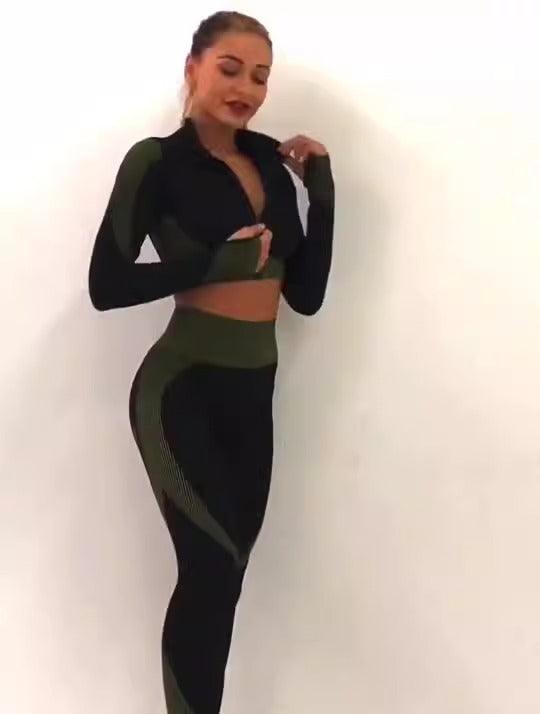 Signature Yoga Top Sports Bra Leggings Fitness Set